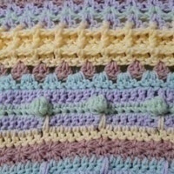 33"x34" Striped Baby Blanket, Sampler Stitch Baby Blanket, Colorful Throw - Picture 14 of 16